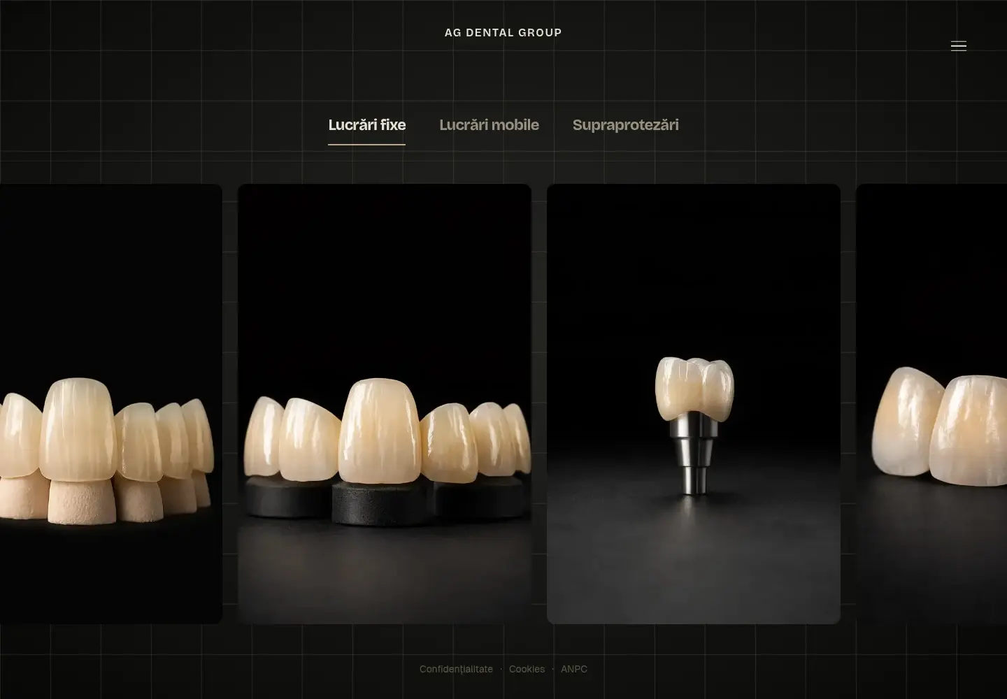Screenshot cu galeria de lucrări AG Dental Group.