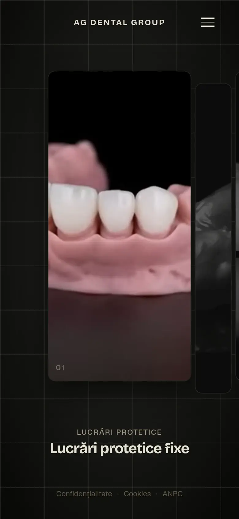 Screenshot mobil al website-ului AG Dental Group.