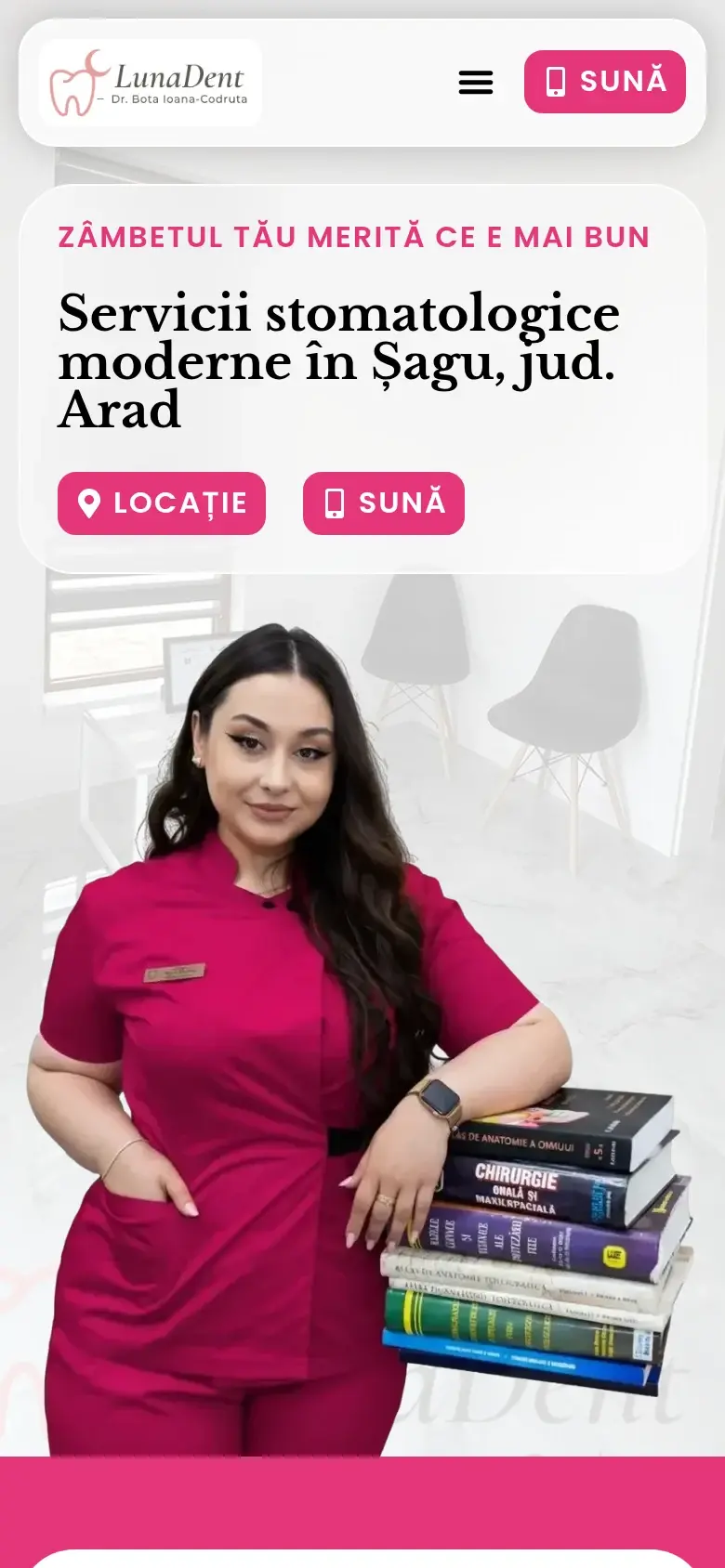 Screenshot mobil al website-ului Luna Dent.